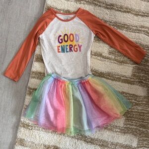 Garanimals 5T bundle 'Good Energy' Raglan Tee and Rainbow tutu Skirt